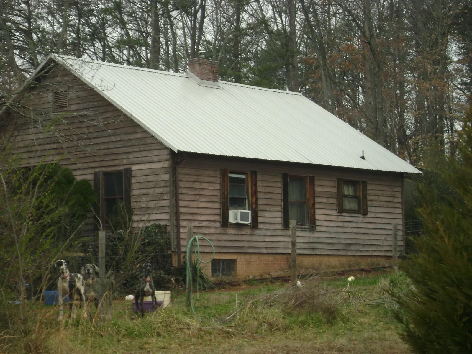 White metal roof on an old wood sided farmhouse, from a Asphalt Shingle Roof Repair job in Corbin